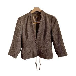 Oboe California Brown Wool Blend Blazer with Gold Lurex - Size S